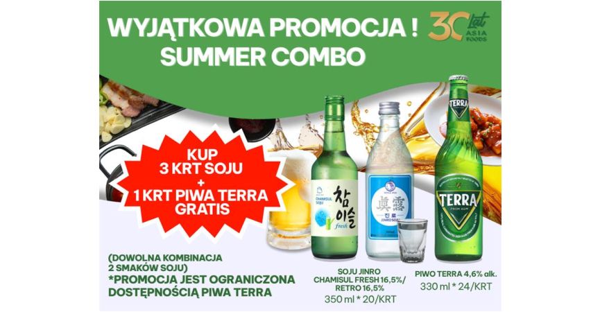 WYJĄTKOWA PROMOCJA: PRZY ZAKUPIE 3 KRT SOJU, 1 KRT PIWA TERRA GRATIS