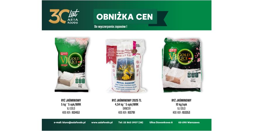 OBNIŻKA CEN: RYŻ JAŚMINOWY