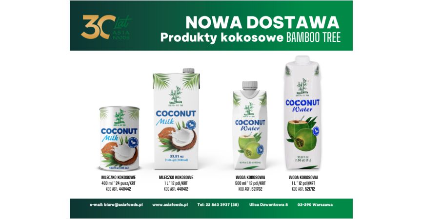 NOWA DOSTAWA: PRODUKTY KOKOSOWE BAMBOO TREE