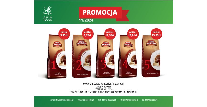 PROMOCJA DO KOŃCA 11/2024: KAWA MIELONA TRUNG NGUYEN - CREATIVE