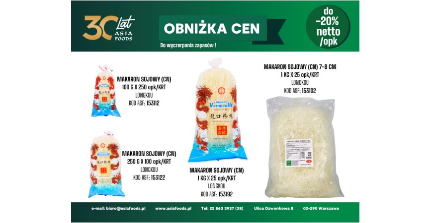OBNIŻKA CEN: MAKARON SOJOWY CN
