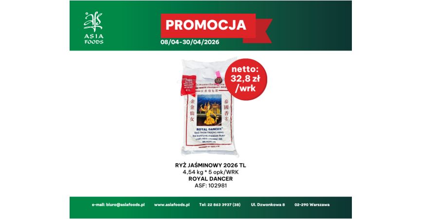 PROMOCJA DO KOŃCA 04/2026: RYŻ JAŚMINOWY DANCER 4,54KG