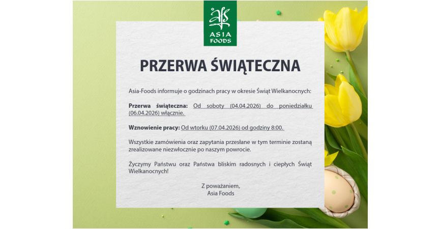 INFORMACJA O PRZERWIE WIELKANOCNEJ 2026