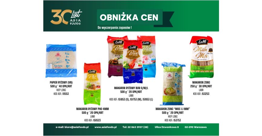 OBNIŻKA CEN: PRODUKTY RYŻOWE