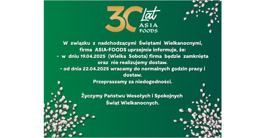 OGŁOSZENIE O PRZERWIE WIELKANOCNEJ 2025