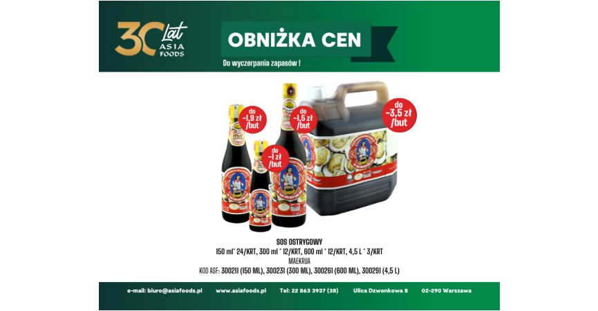 OBNIŻKA CEN: SOS OSTRYGOWY MAEKRUA