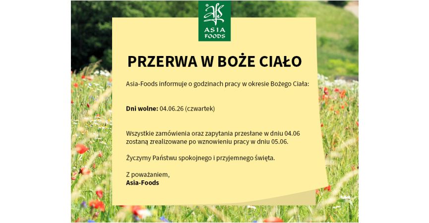 OGŁOSZENIE: PRZERWA ŚWIĄTECZNA - BOŻE CIAŁO