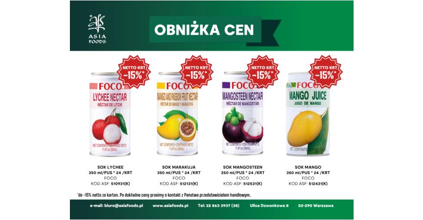 OBNIŻKA CEN: SOKI FOCO
