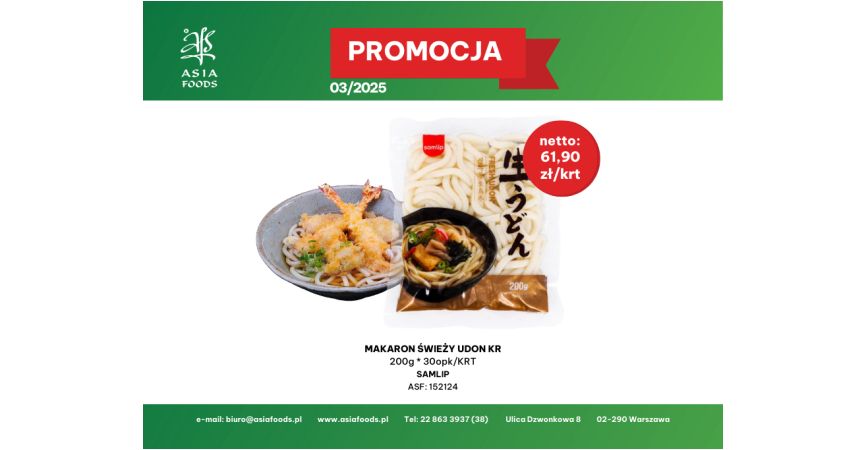 PROMOCJA NA 03/2025: ŚWIEŻY MAKARON UDON SAMLIP