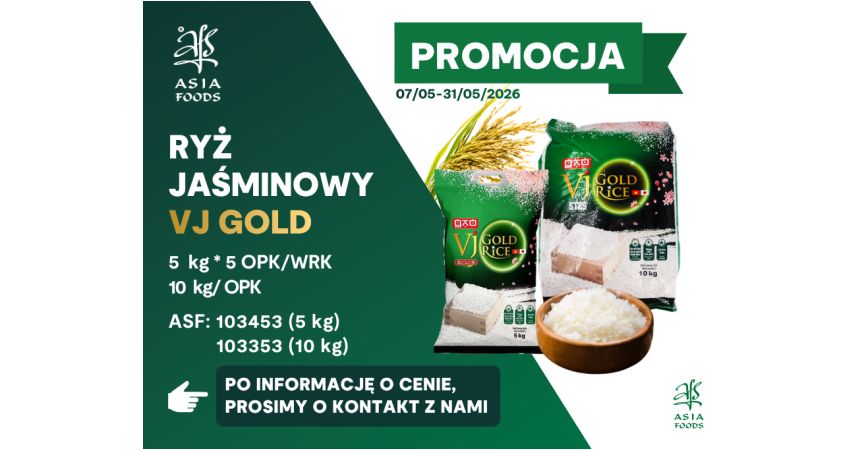 PROMOCJA DO KOŃCA 05/2026: RYŻ JAŚMINOWY VJ GOLD
