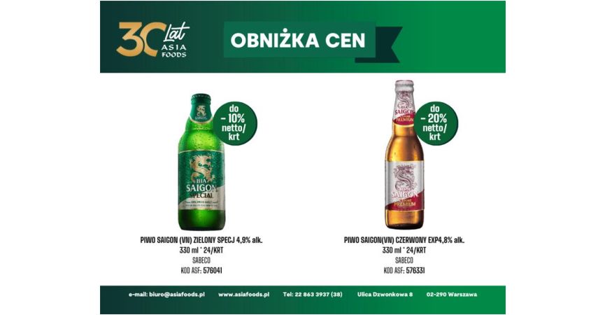 OBNIĄZKA CEN: PIWO SAIGON SABECO