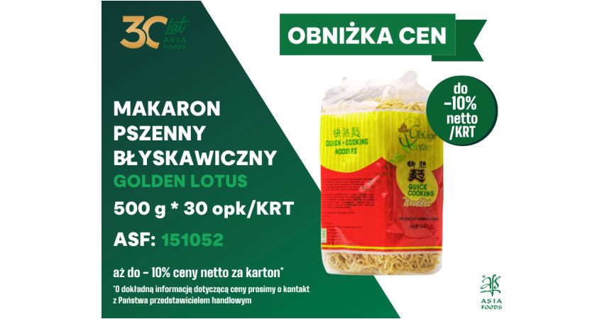 OBNIŻKA CEN: MAKARON PSZENNY BŁYSKAWICZNY
