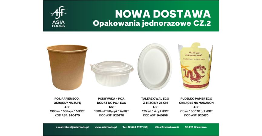 NOWA DOSTAWA: OPAKOWANIA JEDNORAZOWE CZ.2