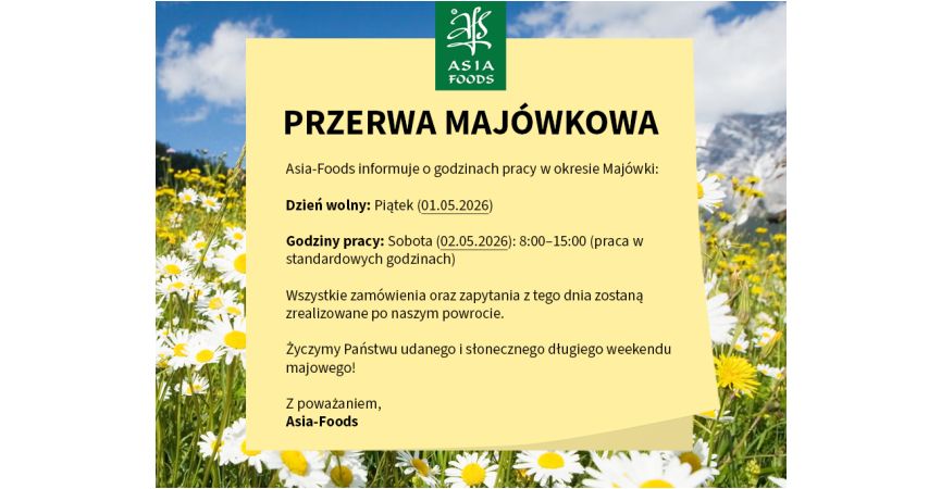 INFORMACJA O PRZERWIE MAJÓWKOWEJ 2026