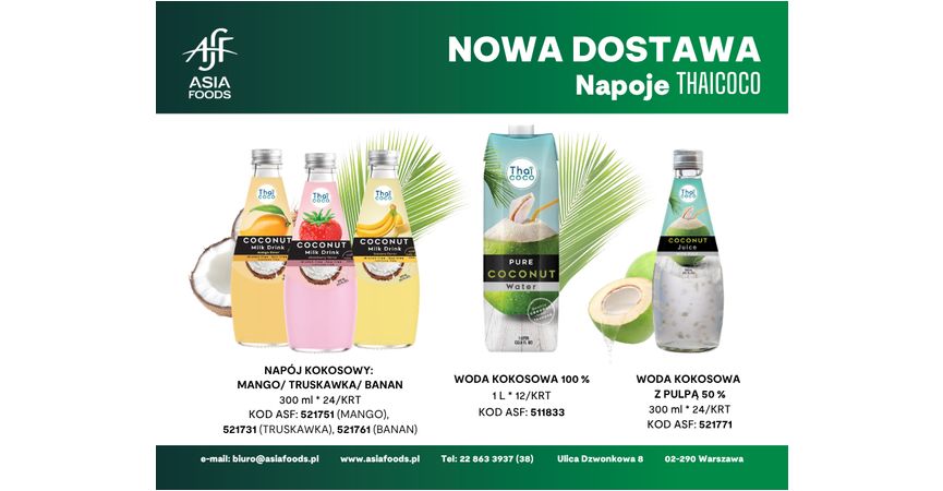NOWA DOSTAWA: NAPOJE THAICOCO