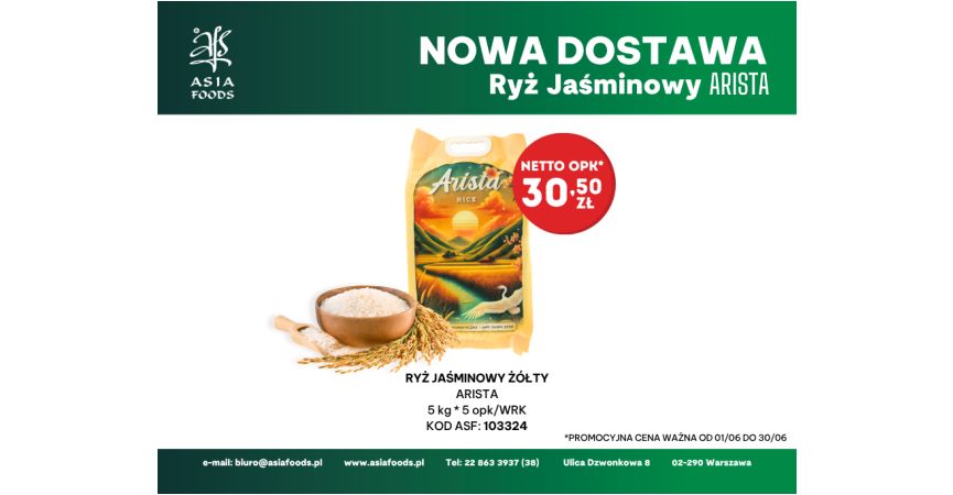 NOWA DOSTAWA: RYŻ JAŚMINOWY 5KG ARISTA ST25