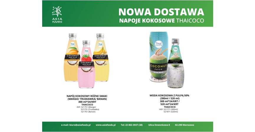 NEW ARRIVAL: NAPOJE KOKOSOWE THAICOCO