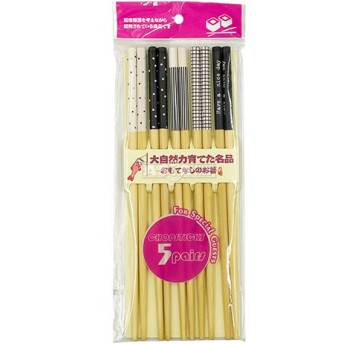 PAŁECZKI BAMBUSOWE BIAŁO-CZARNE- 5 par/opk *40/KRT